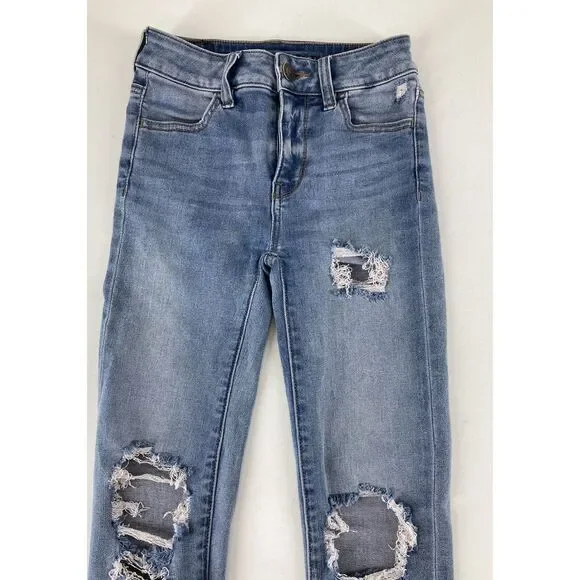 American Eagle Next Level Stretch Hi Rise Jegging Distressed Size 00 Short - Picture 2 of 8
